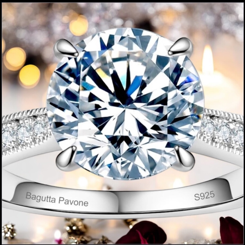 Certified 3ct Round Moissanite Engagement Rings​